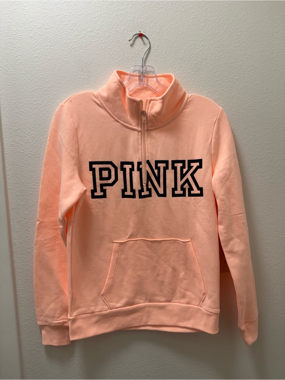 PINK Victoria's Secret Peach Half-Zip Pullover Sweatshirt